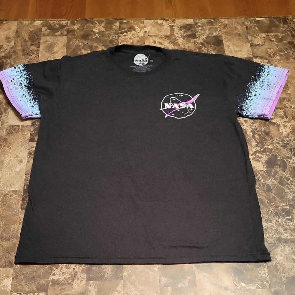 NASA Black T-Shirt with Gradient Sleeves